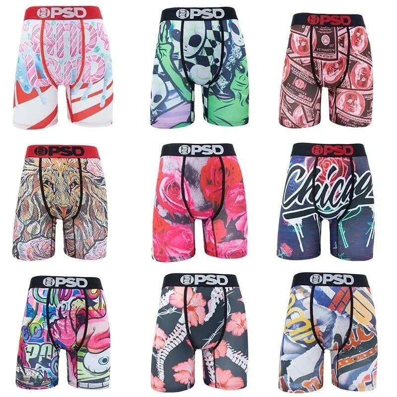 PSD Men's Boxer Briefs with Vibrant Graphic Prints