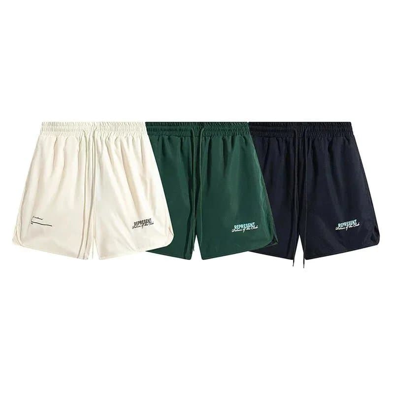 Represent Logo Print Drawstring Shorts for Men and Women