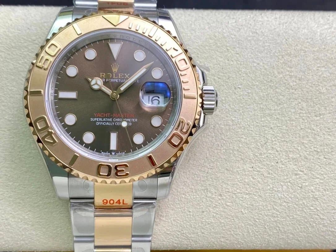 Rolex Yacht-Master Two-Tone Watch with Chocolate Dial and 904L Steel Bracelet