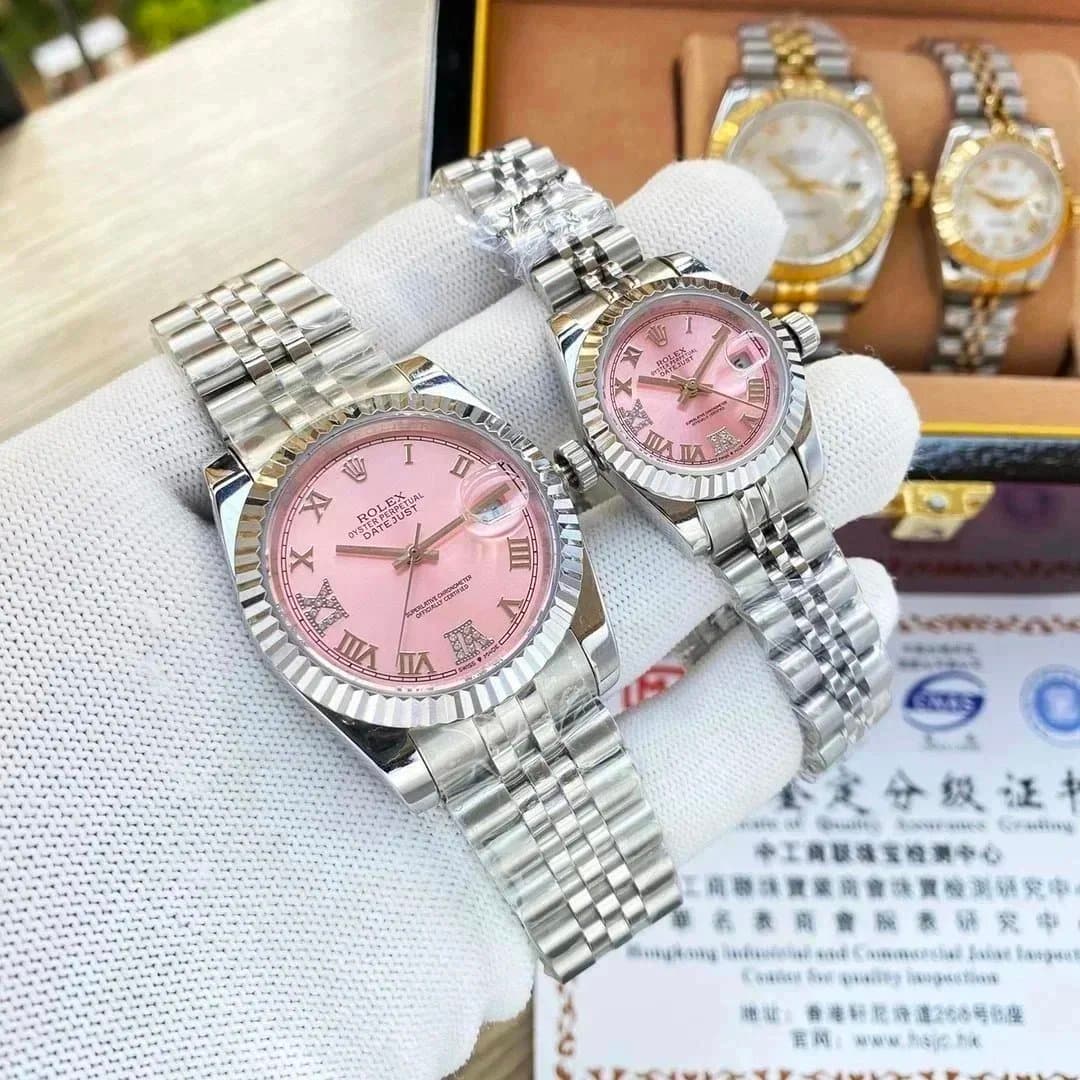 Rolex Oyster Perpetual Datejust Pink Dial Stainless Steel Watch
