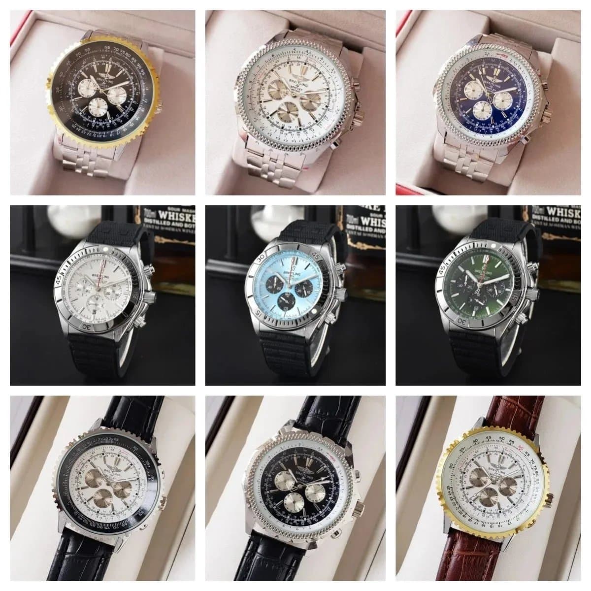 Breitling Chronograph Watch Men Luxury Stainless Steel Automatic Wristwatch