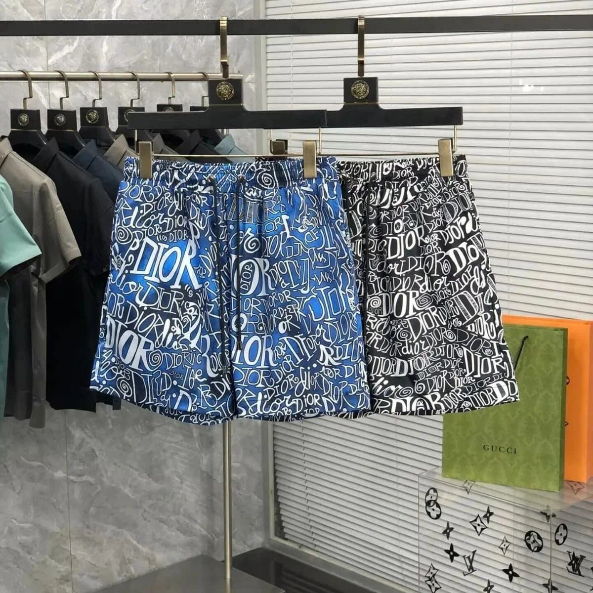 Dior Graffiti Print Swim Shorts for Men