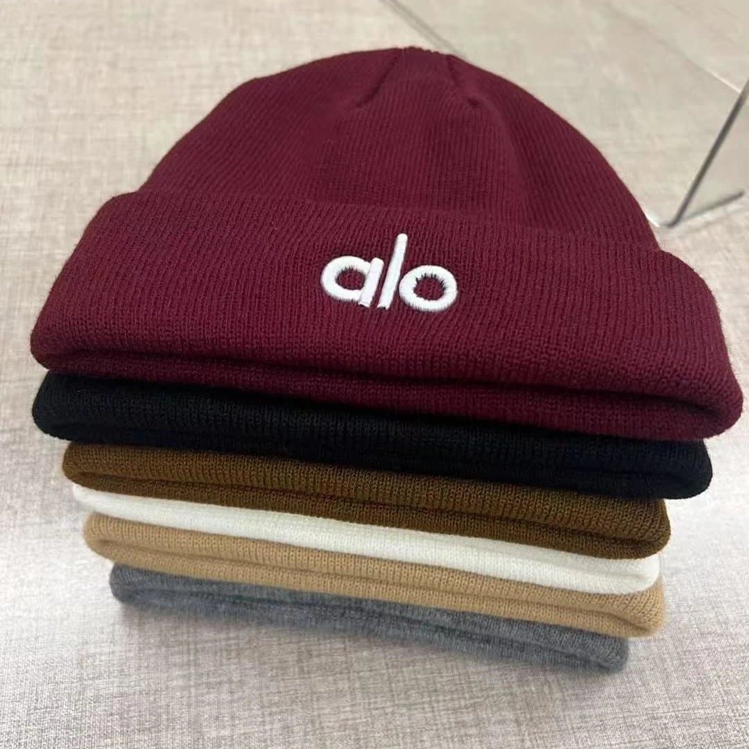 alo Embroidered Beanie Hat - Stylish Knit Winter Cap