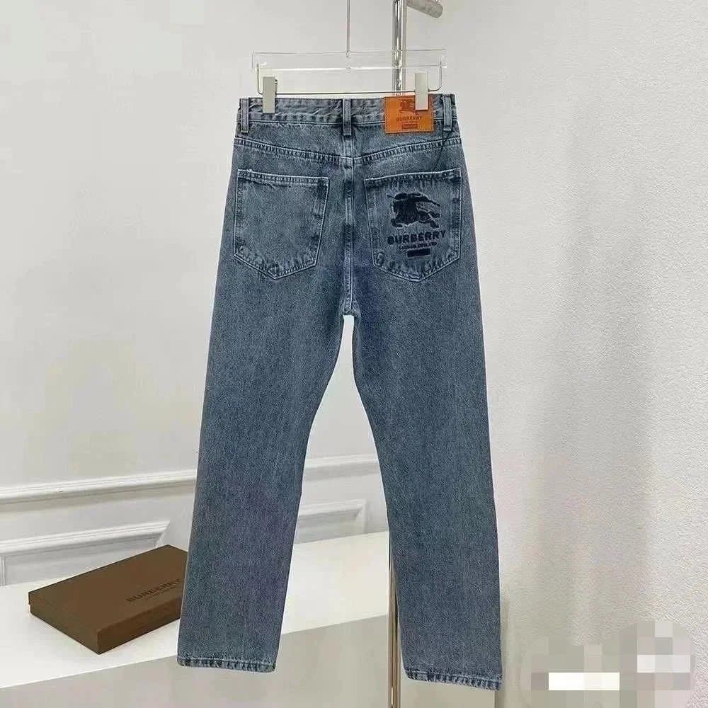 Burberry Men's Blue Denim Jeans with Logo Patch