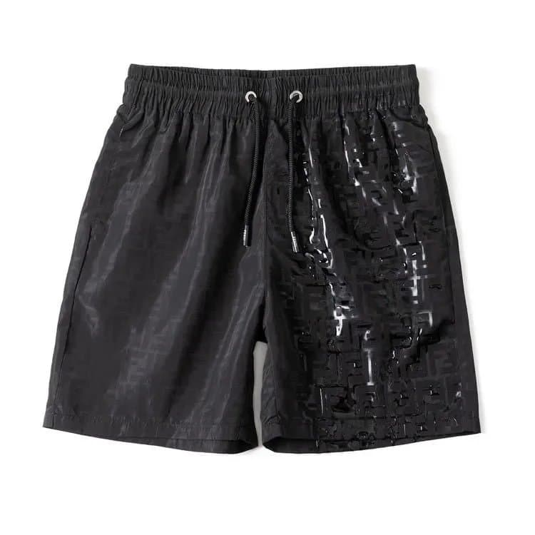 FENDI Black Monogram Print Swim Shorts for Men