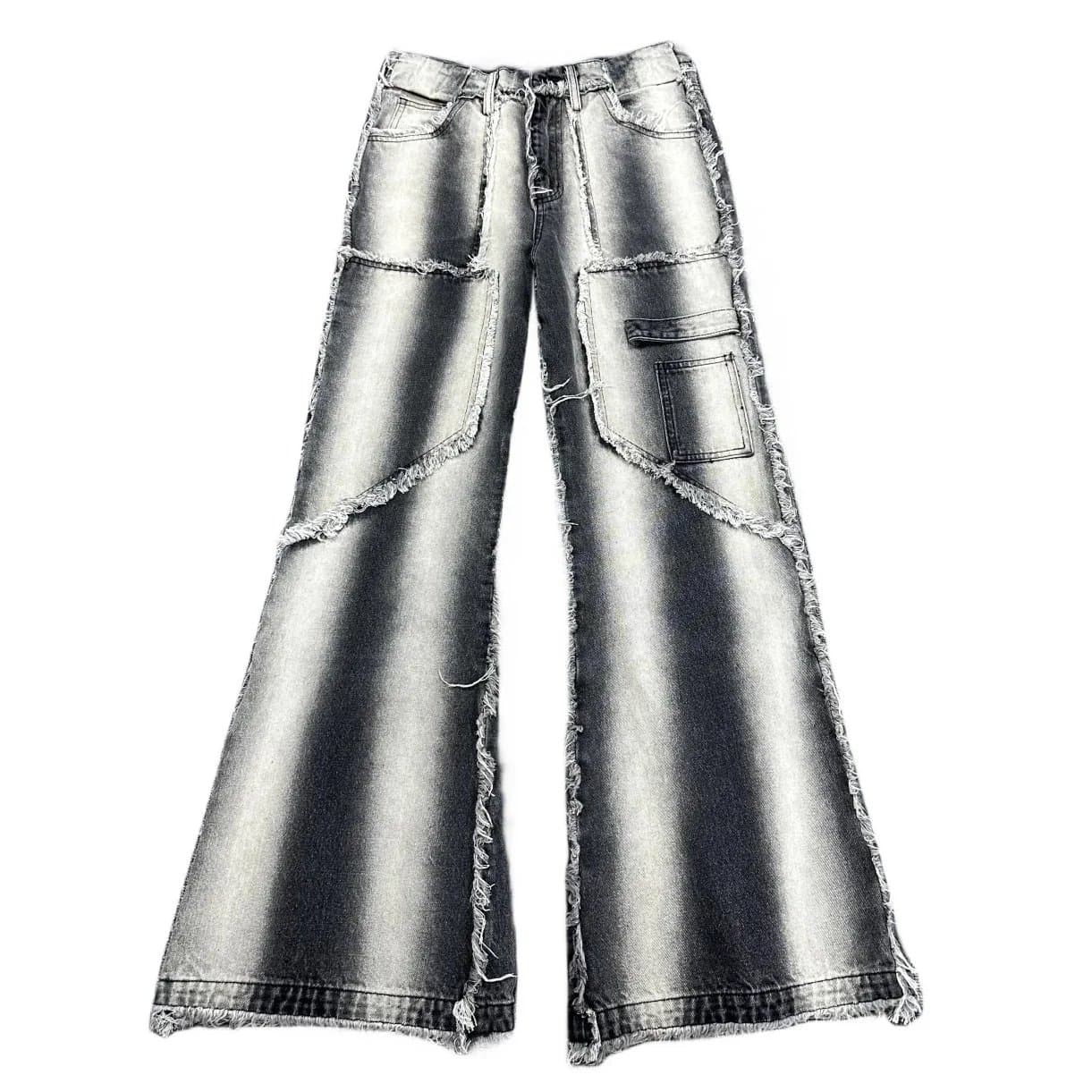Distressed Wide Leg Cargo Jeans for Women High Waist Denim Pants
