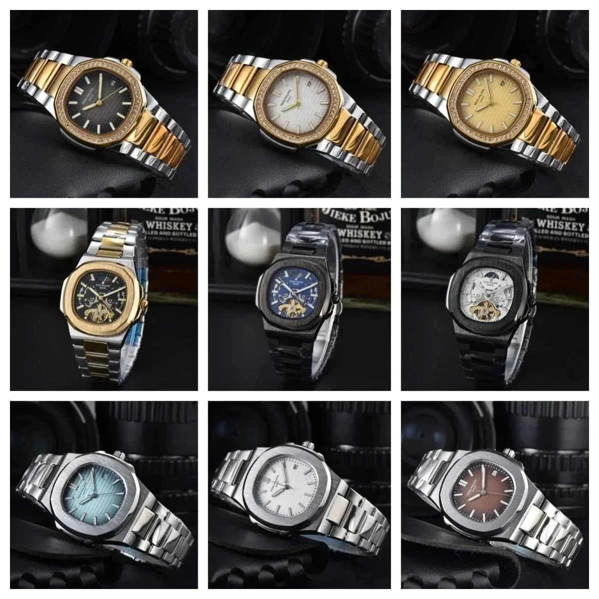 Elegant Men's Stainless Steel Automatic Mechanical Watch with Diamond Bezel