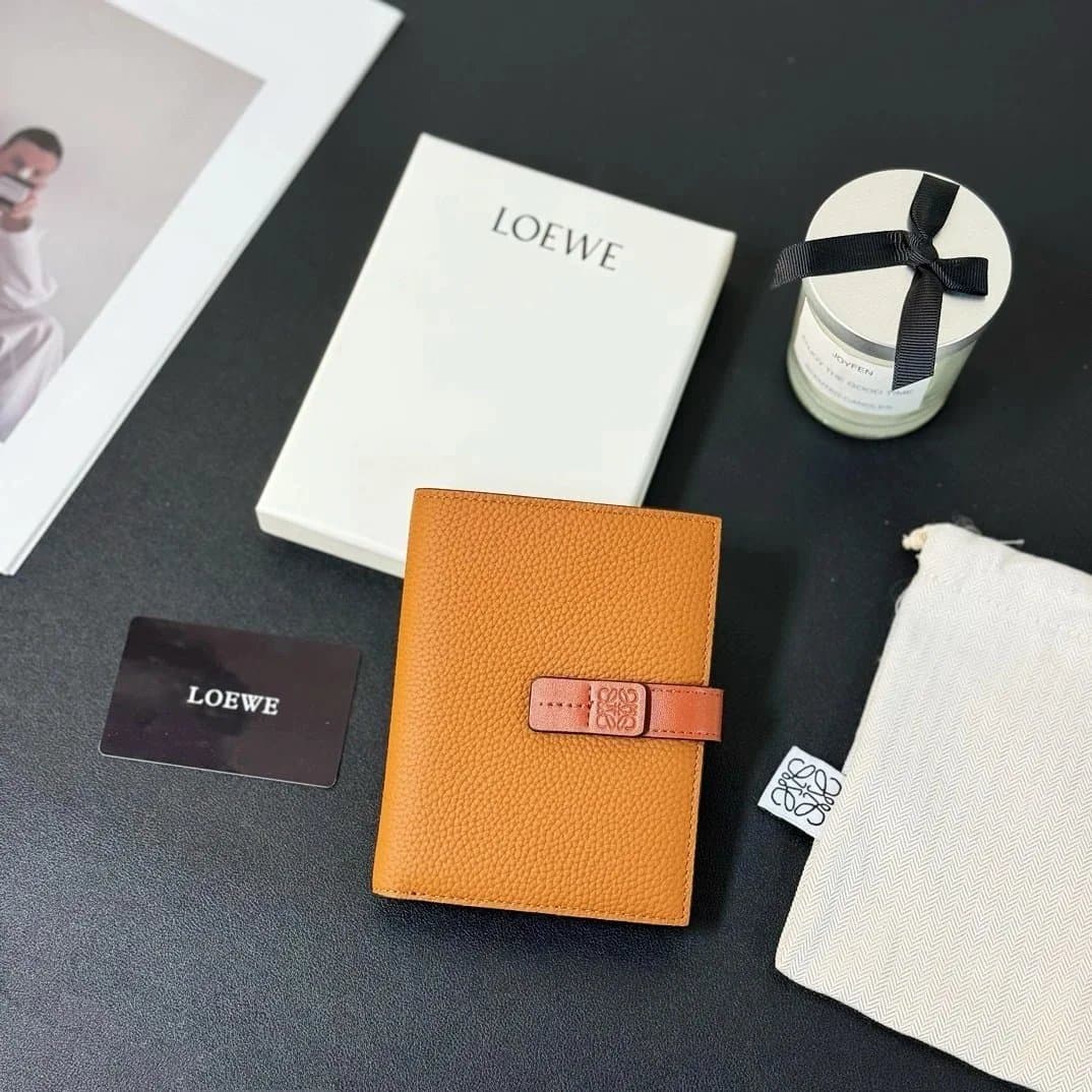 LOEWE Leather Wallet in Tan Color with Signature Anagram Clasp
