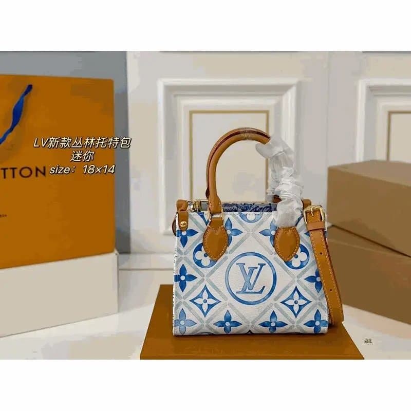 Louis Vuitton Mini Jungle Tote Bag Blue Monogram Canvas