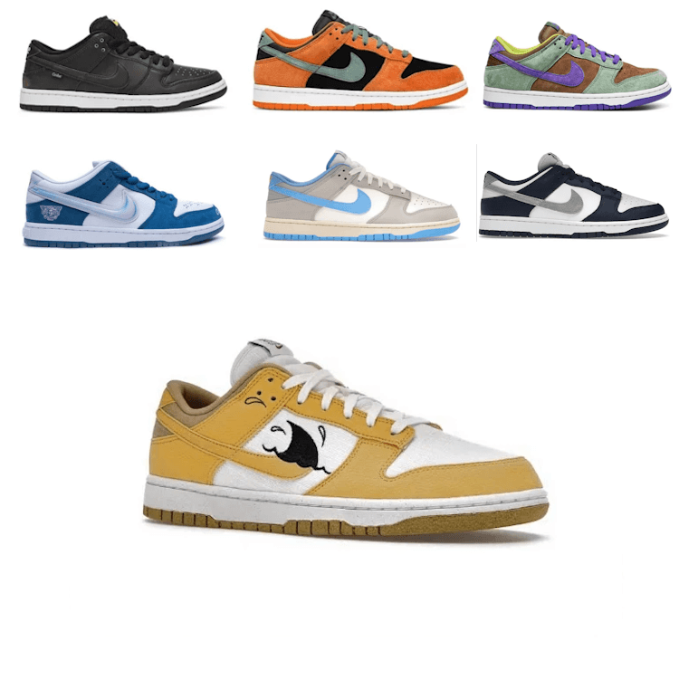 Nike Dunk Low x Puma联名款黄白配色运动鞋
