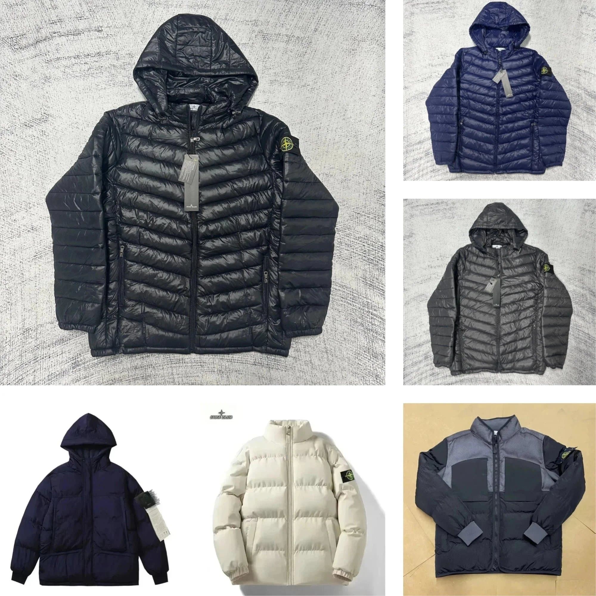 Stone Island Down Jacket Hooded Quilted Winter Coat