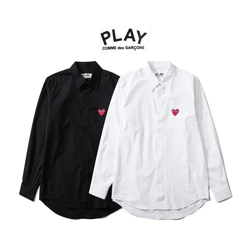 PLAY COMME des GARÇONS Heart Logo Long Sleeve Shirt Black White