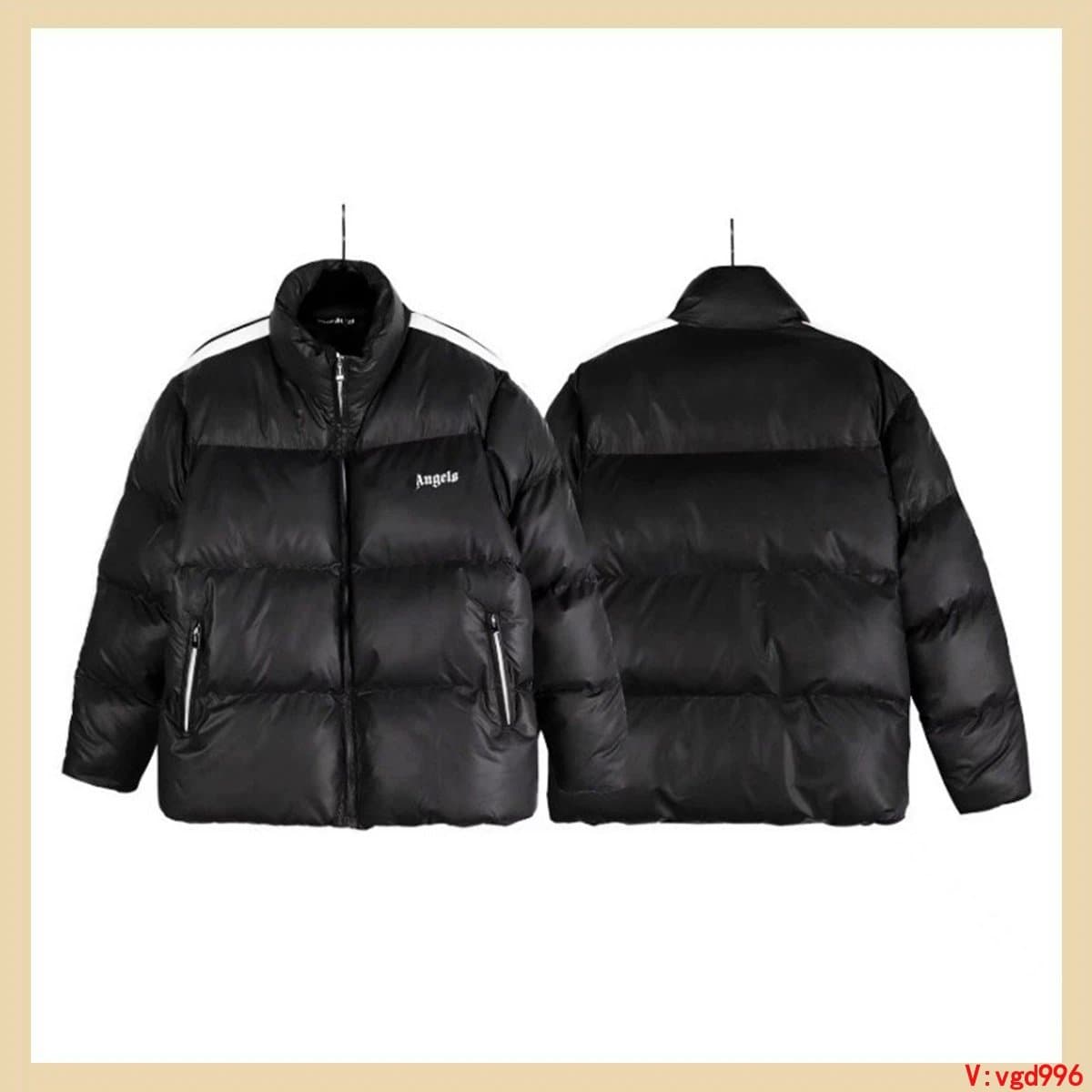 Black Puffer Jacket for Men and Women - Warm Winter Coat with Logo