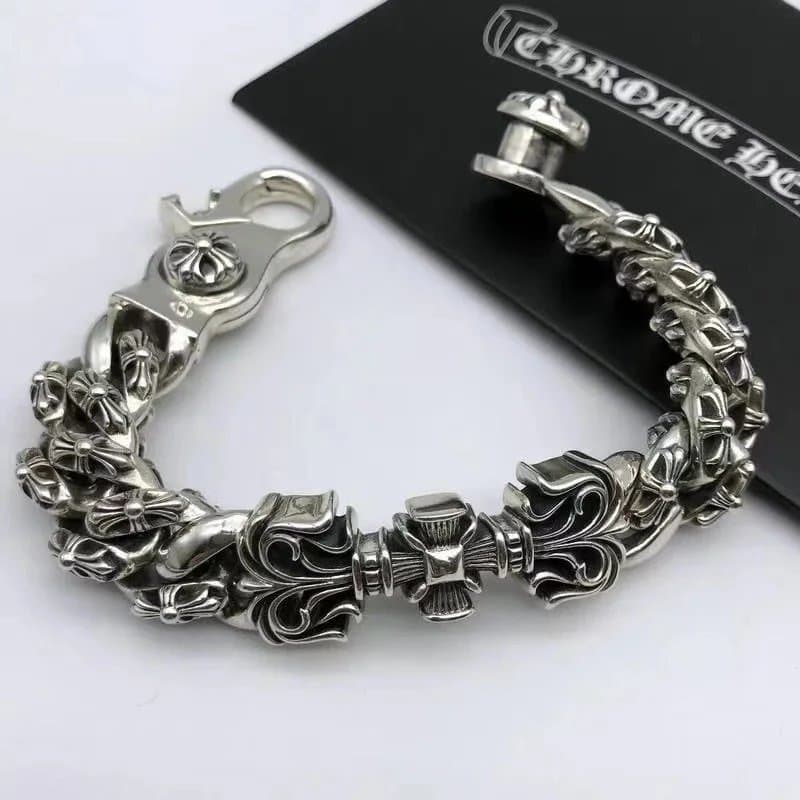 Chrome Hearts Silver Floral Bracelet for Men and Women
