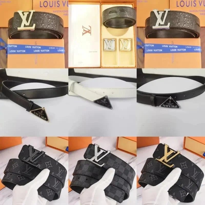Louis Vuitton Monogram Leather Belt with LV Buckle
