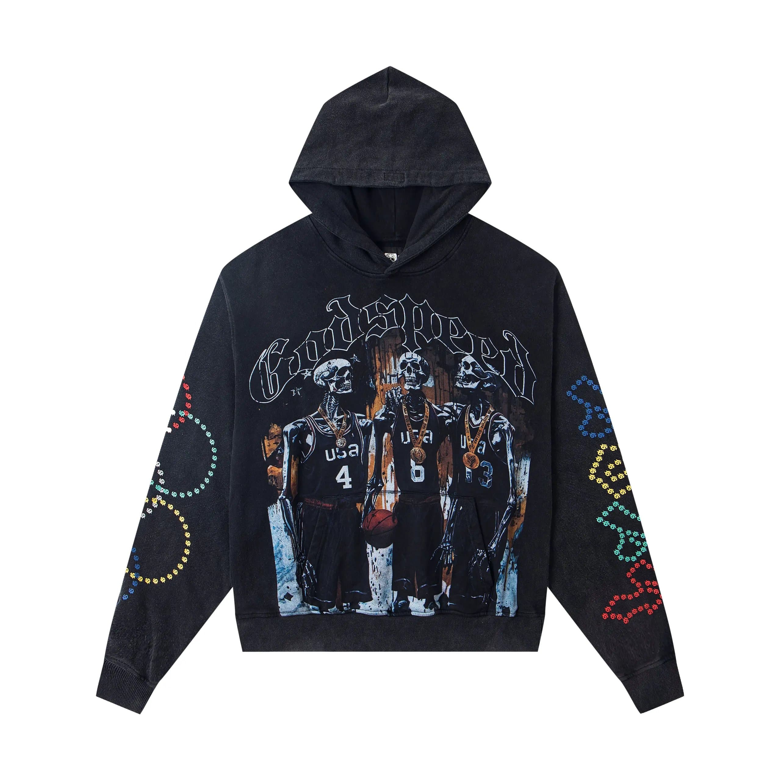 GoodPoetry Skeleton Basketball Hoodie Black