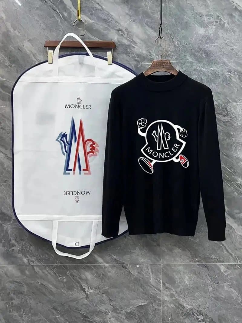 Moncler Black Knit Sweater with Logo Design