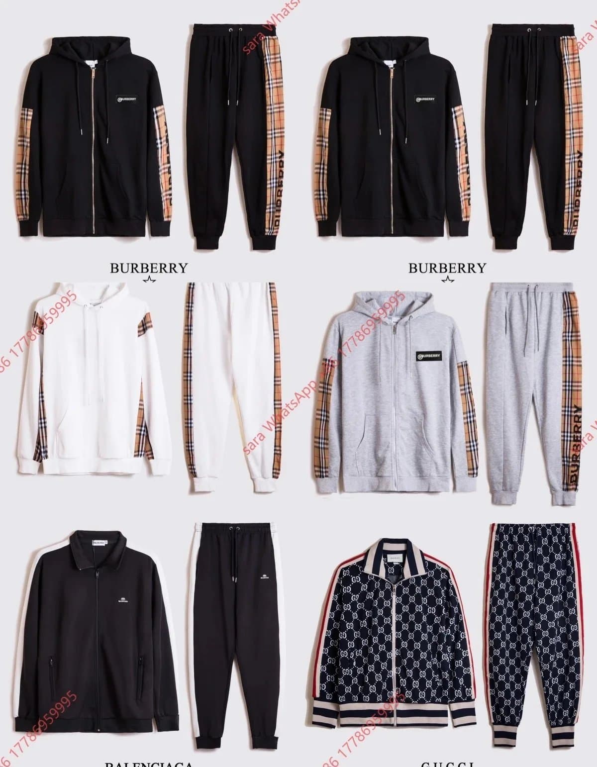 Burberry Hoodie and Jogger Set with Check Pattern