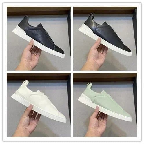 Minimalist Slip-On Sneakers for Men - Black, White, Mint Green