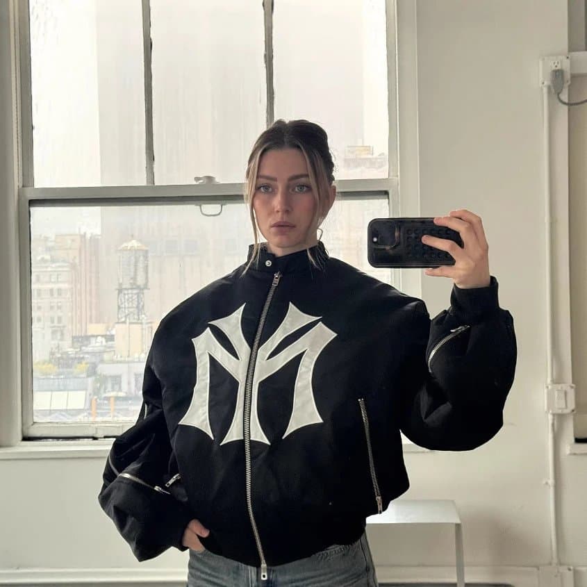 NY Yankees Black Bomber Jacket for Women