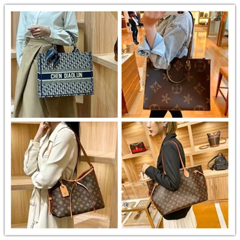 Luxury Monogram Canvas Tote Bag for Women Fashion Shoulder Handbag