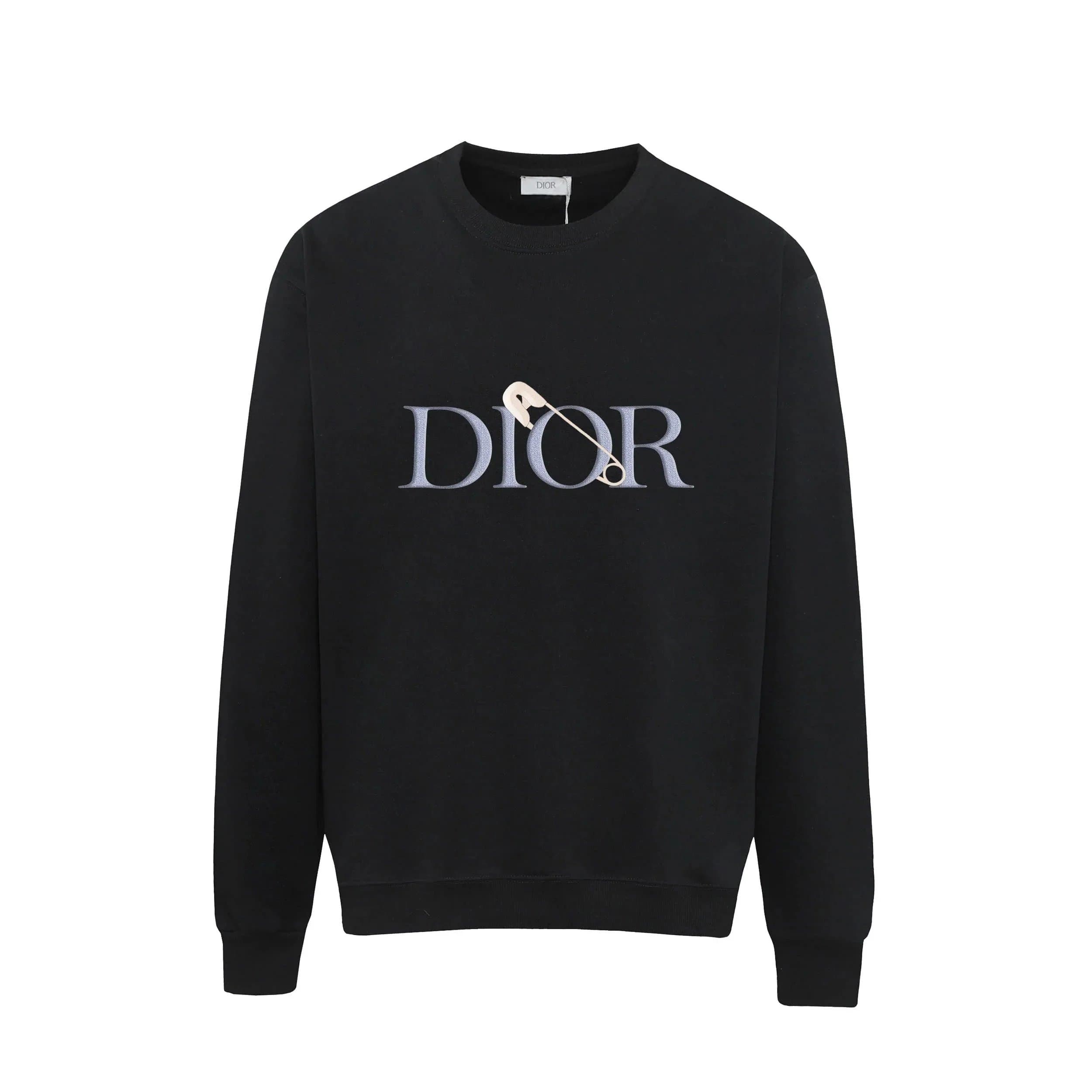 Dior Black Logo Sweatshirt with Safety Pin Detail
