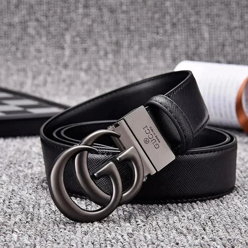 Gucci Black Leather Belt with Double G Buckle