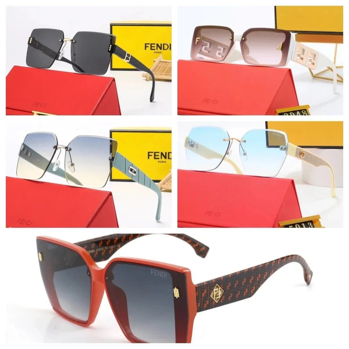 FENDI Square Sunglasses Fashion Designer Eyewear for Women Men