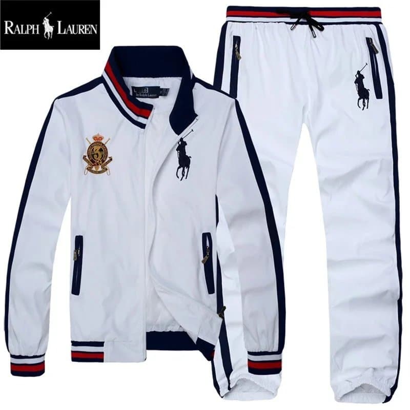 Ralph Lauren White Track Suit with Pony Logo and Crest