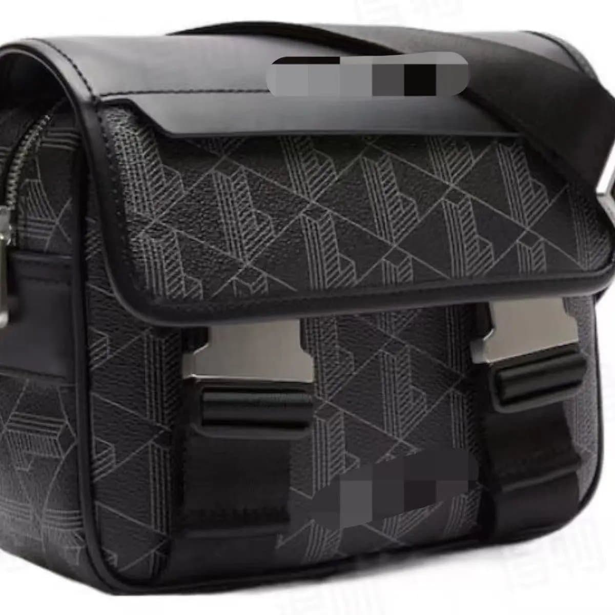 Stylish Black Geometric Pattern Shoulder Bag for Men and Women