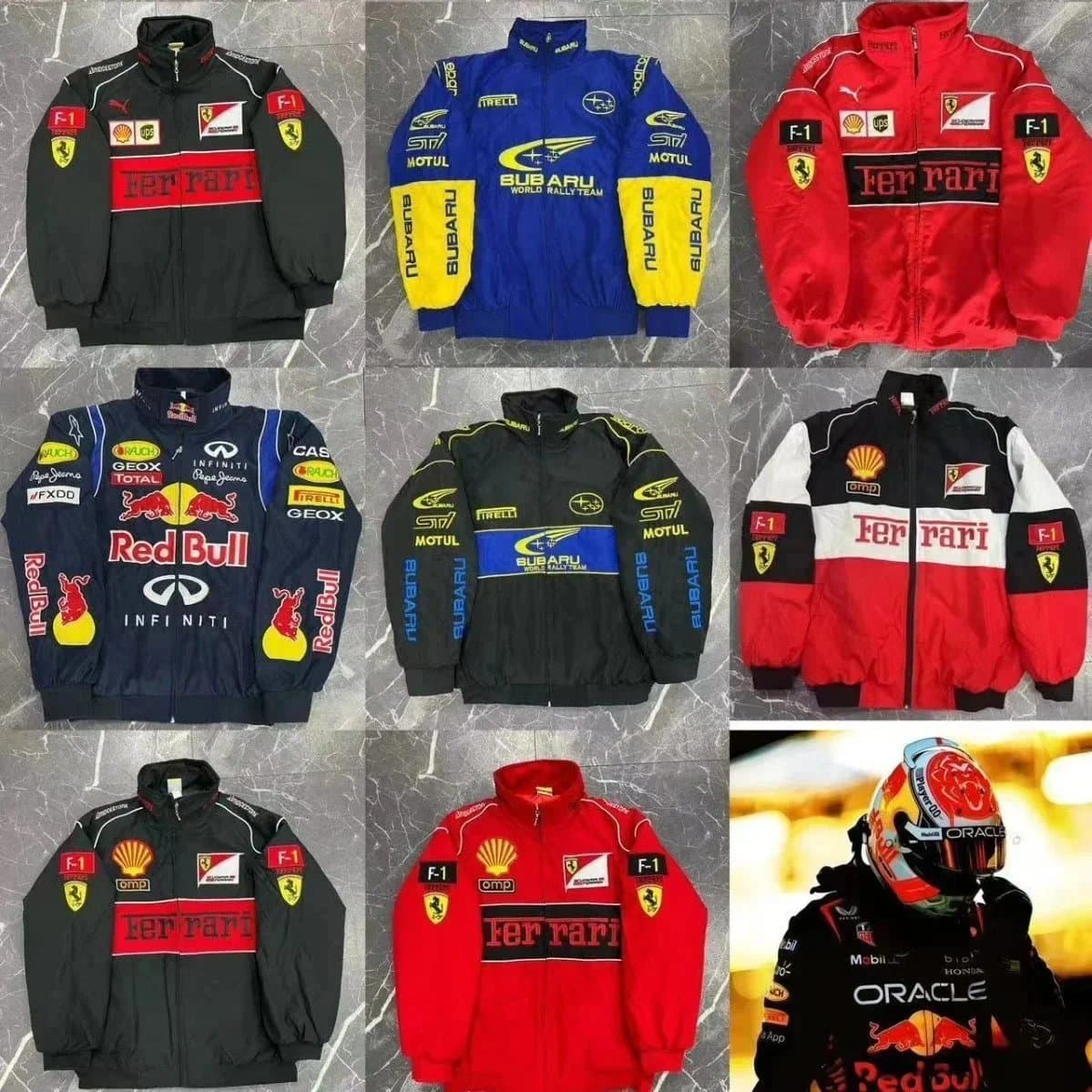 Official F1 Racing Team Jackets Ferrari Red Bull Subaru