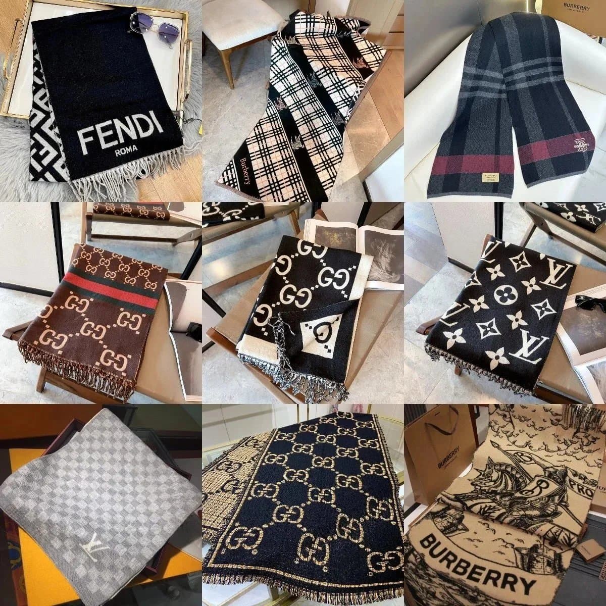Luxury Designer Scarves from Fendi Gucci Louis Vuitton Burberry