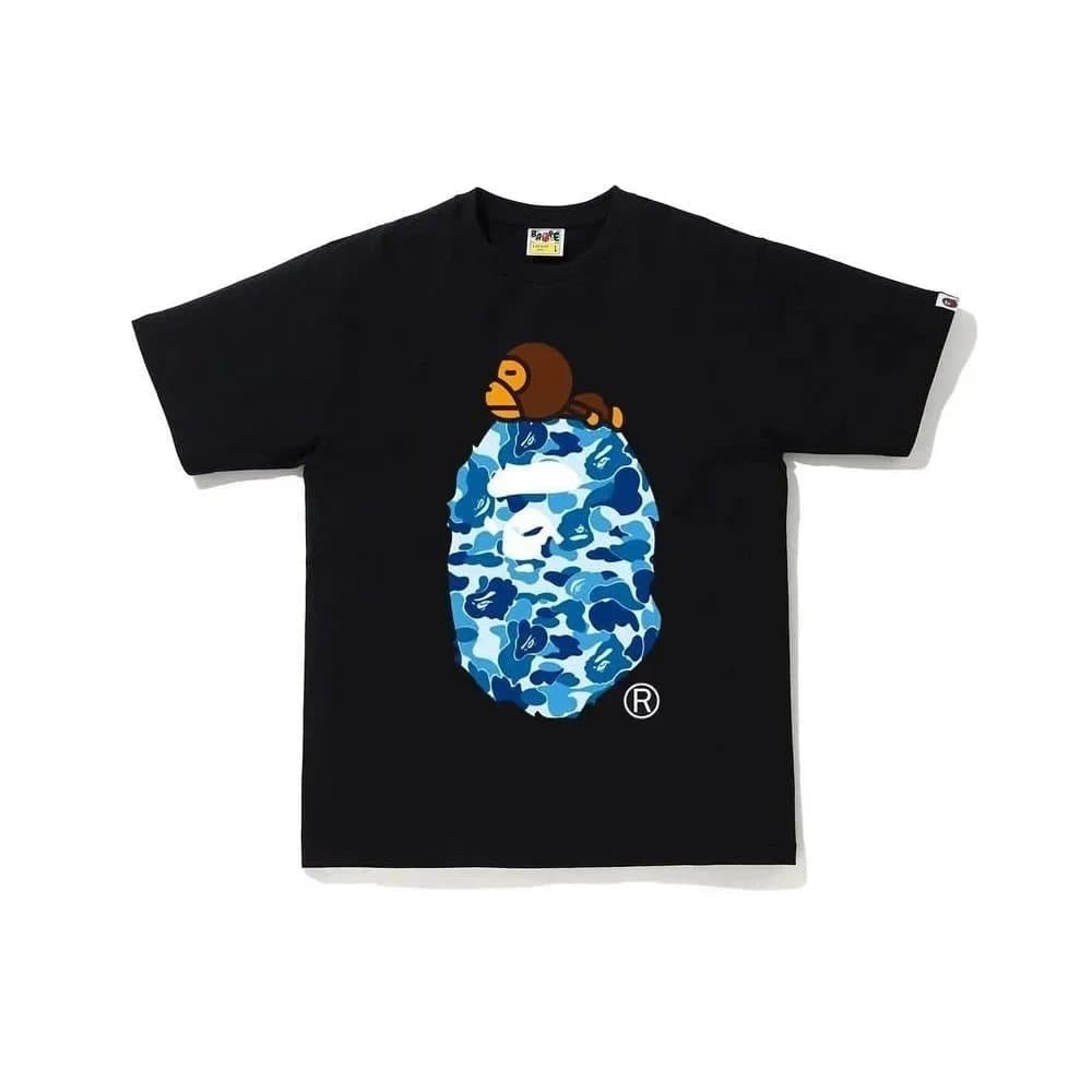 BAPE Blue Camo Ape Head T-Shirt Black