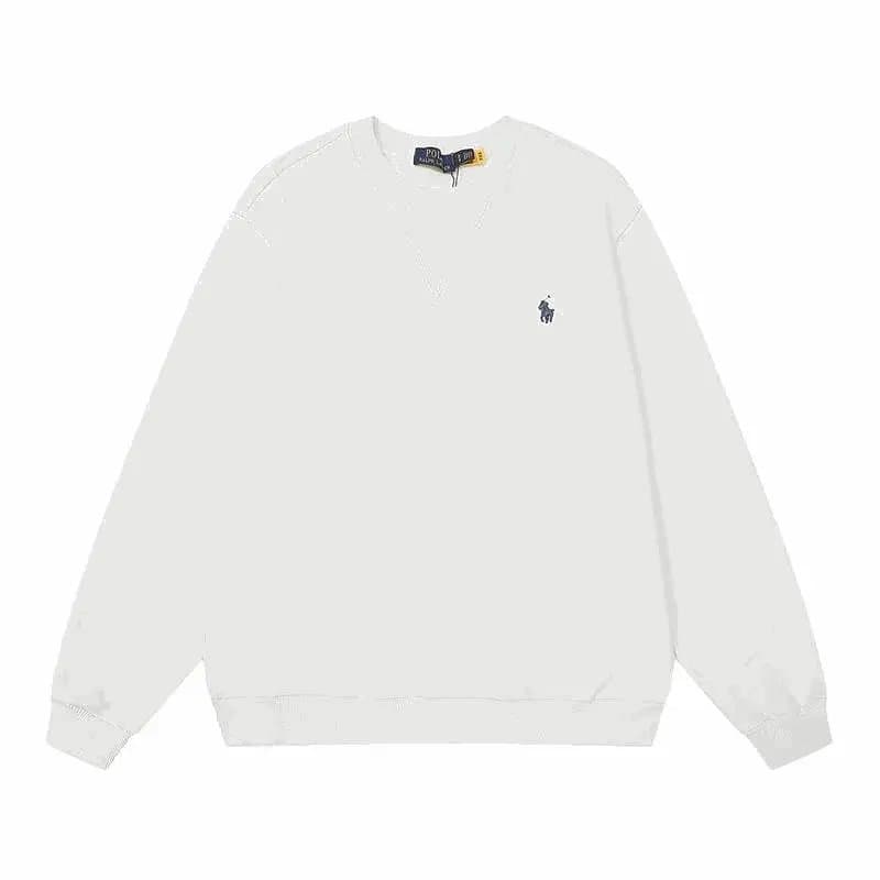 White Crewneck Sweatshirt with Pony Logo