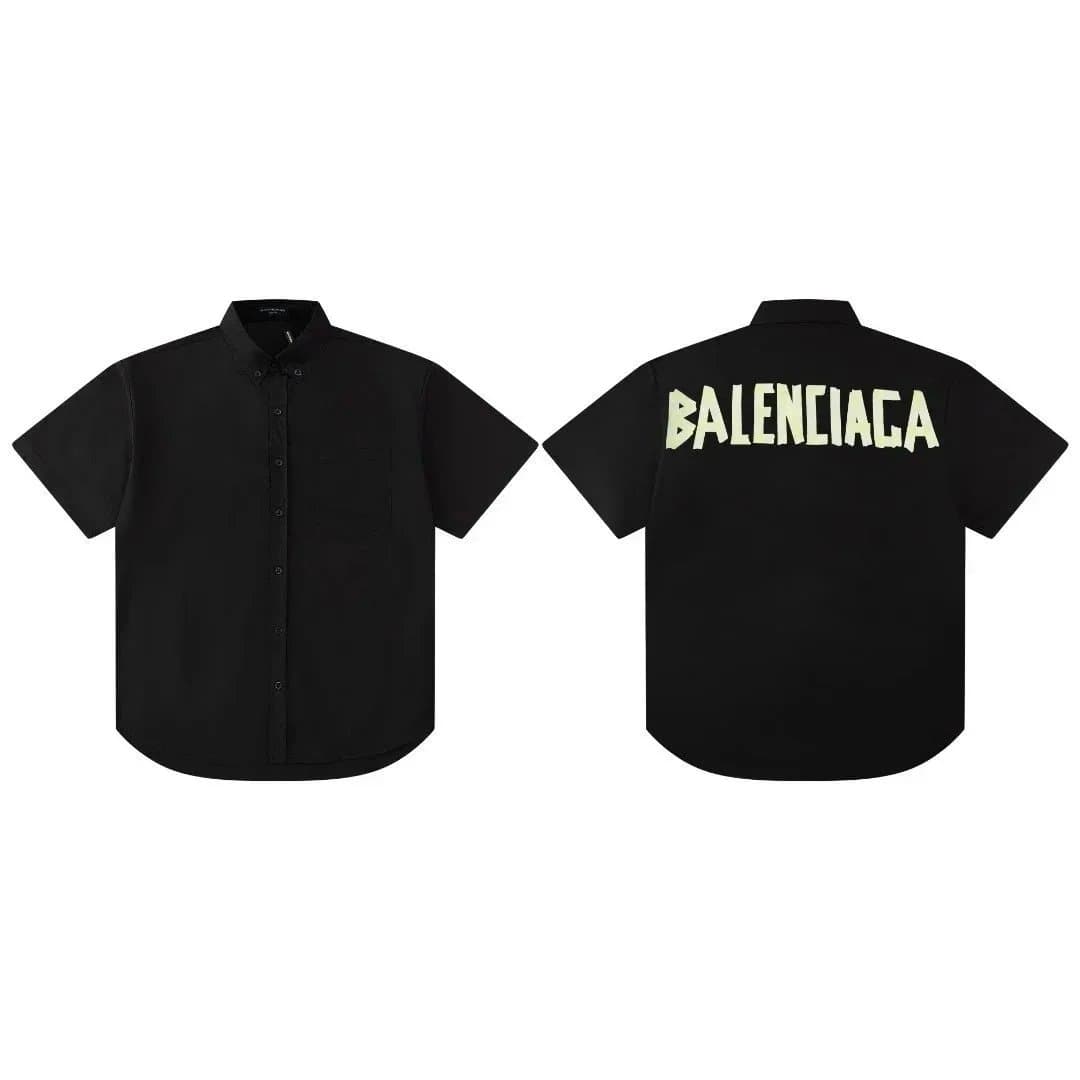 Balenciaga Black Short Sleeve Shirt with Logo Print