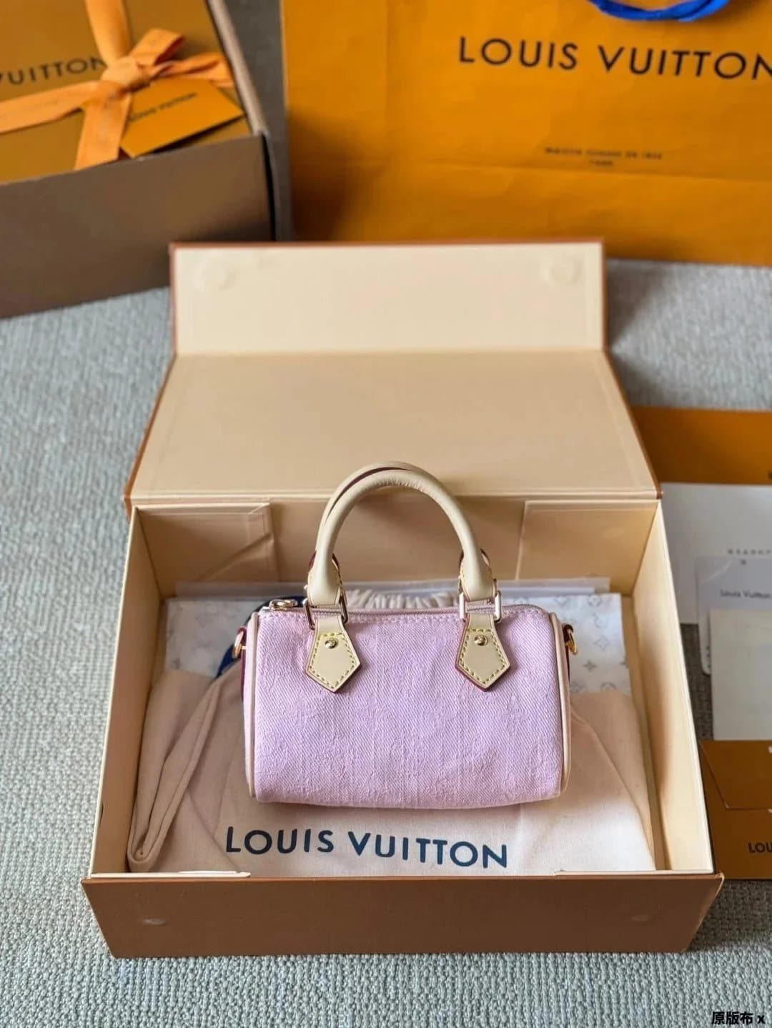 Louis Vuitton Mini Pink Handbag with Gold Hardware