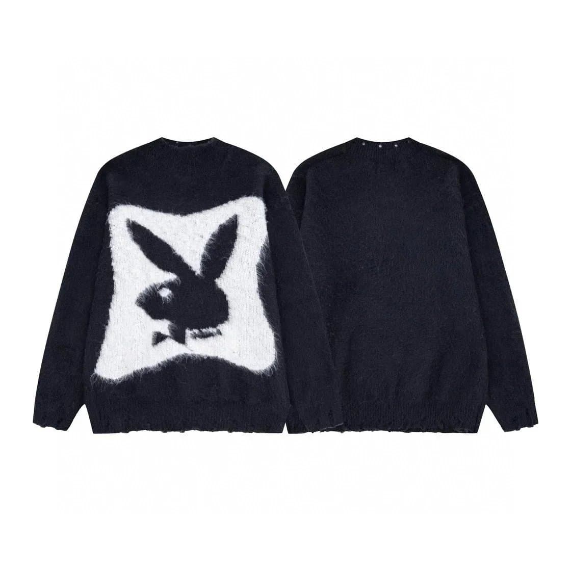 Playboy Rabbit Logo Knit Sweater Black