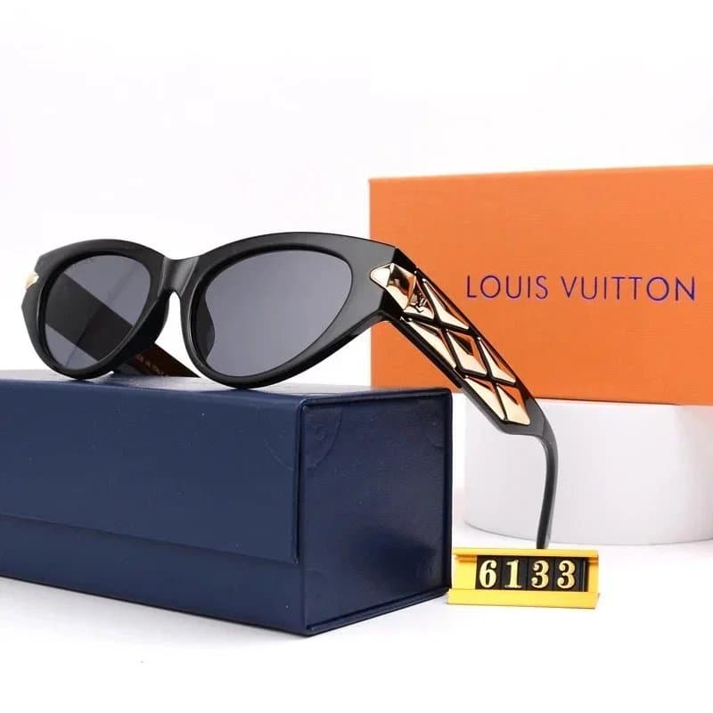 Louis Vuitton Sunglasses 6133 Black Frame with Gold Accents