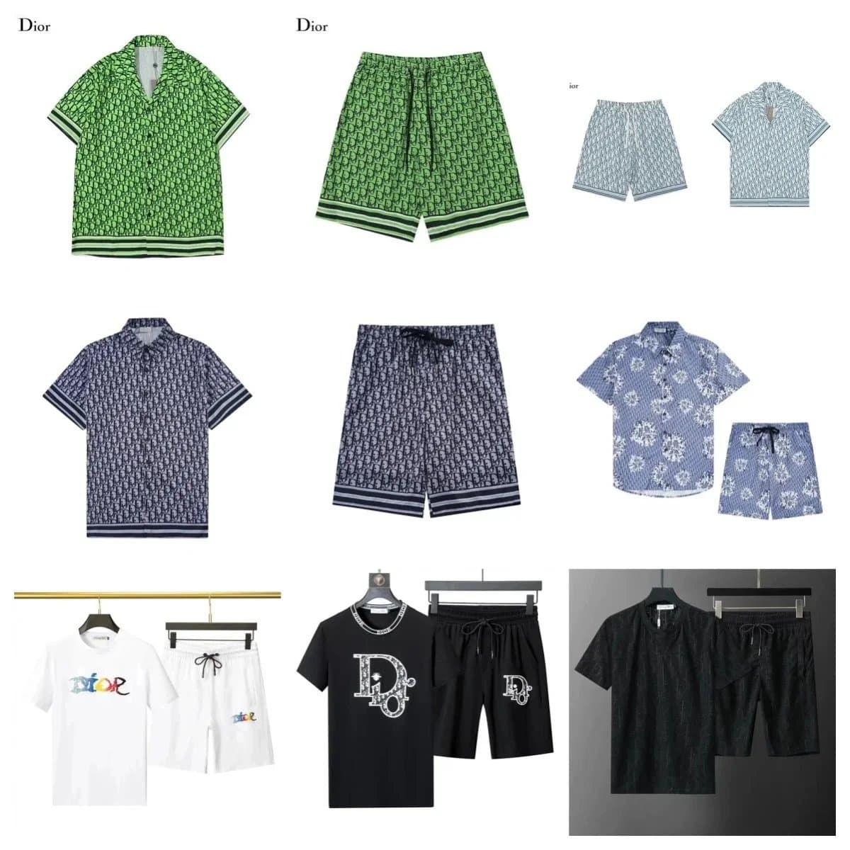 Dior Men's Printed Short Sleeve Shirt and Shorts Set