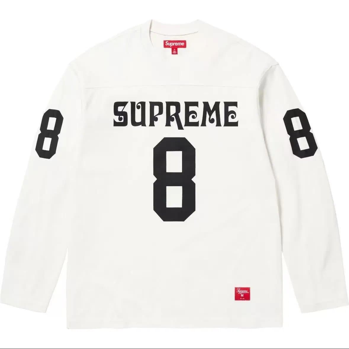 Supreme 8 Long Sleeve Jersey T-Shirt White