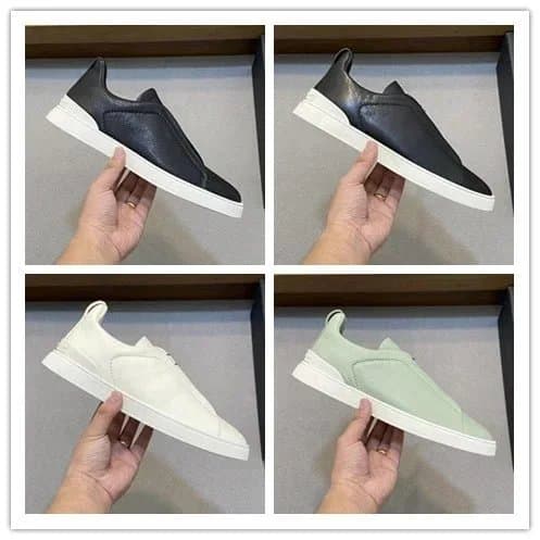 Minimalist Slip-On Sneakers for Men - Black, White, Mint Leather Shoes