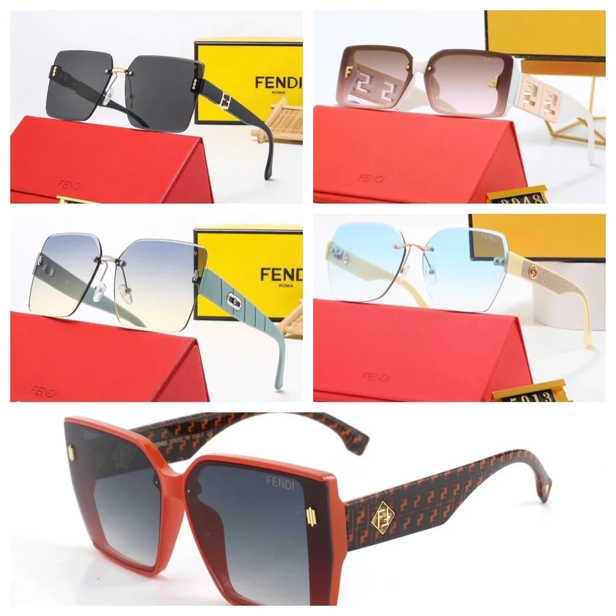 FENDI Square Sunglasses Fashion Designer Eyewear for Women Men