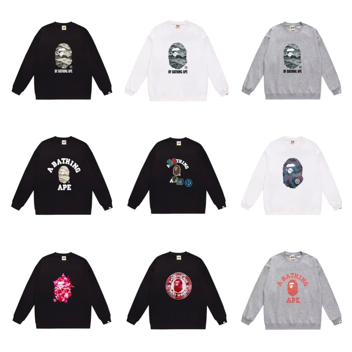 A Bathing Ape Crewneck Sweatshirts Collection