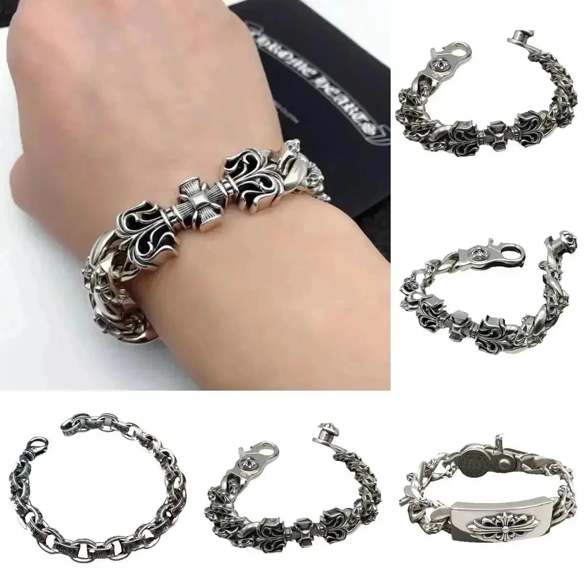 Chrome Hearts Men's Stainless Steel Cross Bracelet