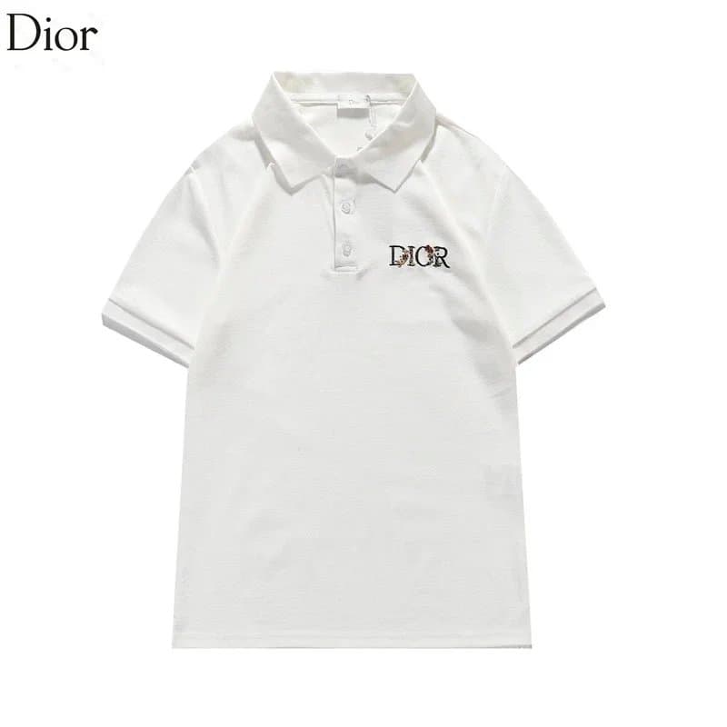 Dior White Embroidered Logo Polo Shirt for Men