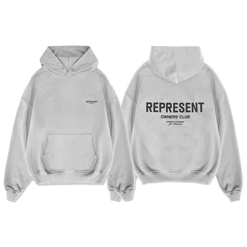 Represent Owners' Club Hoodie Gray Oversized Sweatshirt