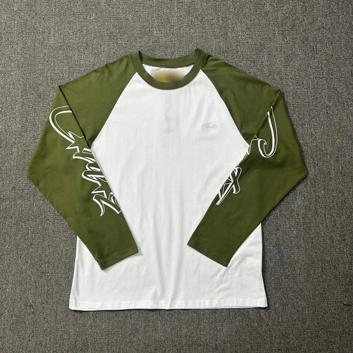 Cayler & Sons White and Olive Green Raglan Long Sleeve T-Shirt