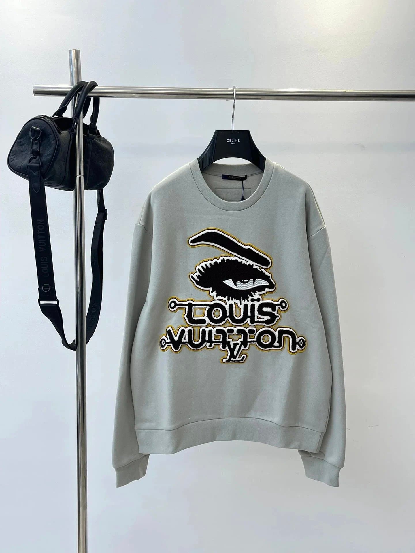 Louis Vuitton Eye Logo Sweatshirt Grey Oversized Streetwear