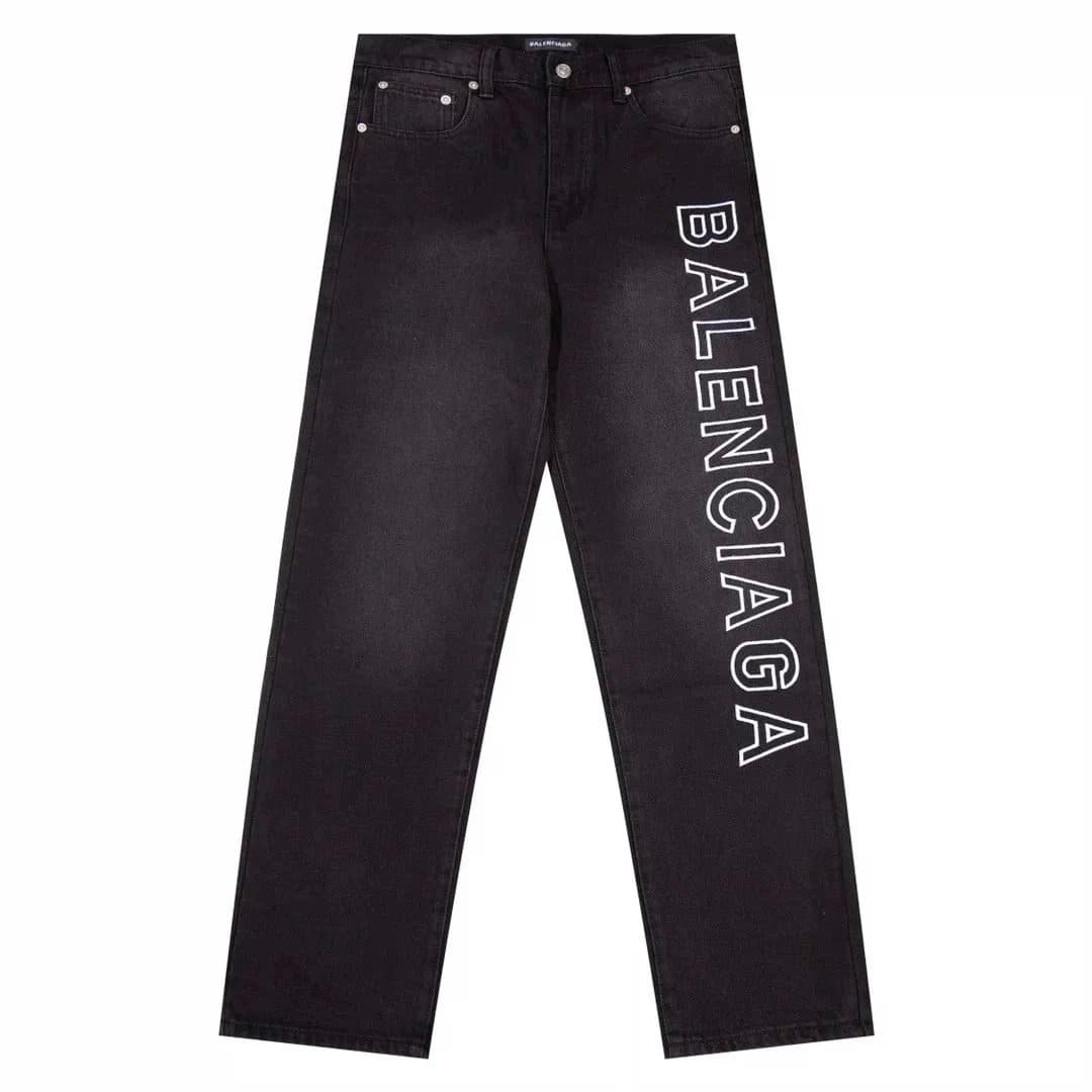 Balenciaga Black Logo Denim Jeans for Men