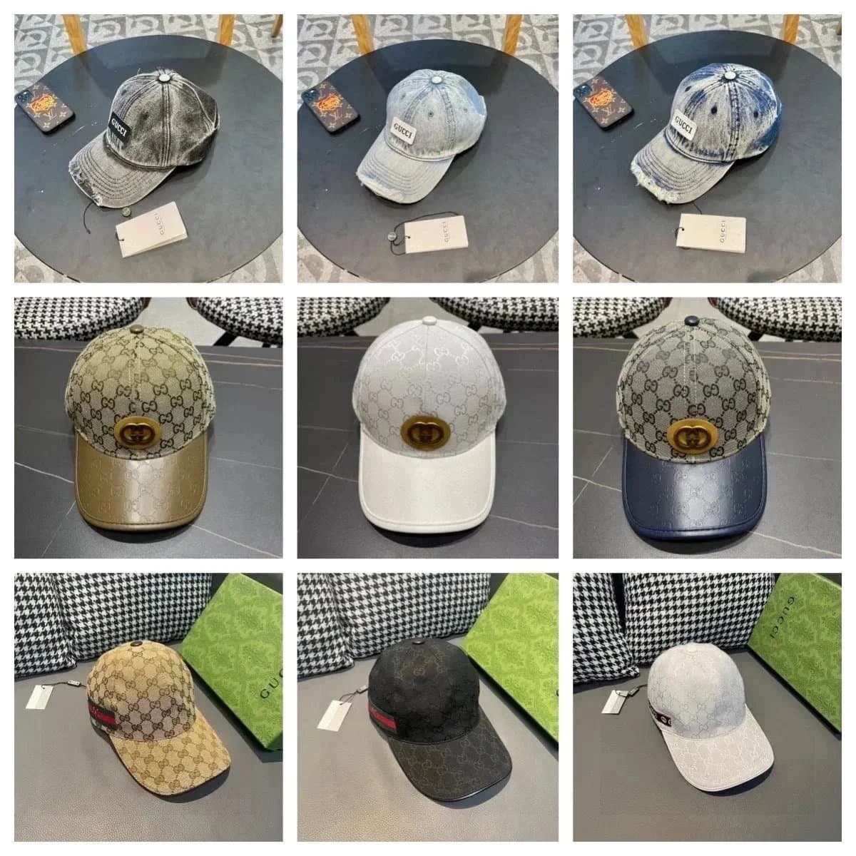 Gucci Logo Pattern Baseball Cap with GG Monogram and Metal Buckle
